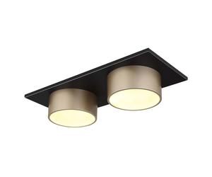Plafonnier LED salon métal anthracite champagne 2 flammes L 46 cm