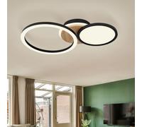 Plafonnier LED salon métal aspect bois mobile L 51,5 cm