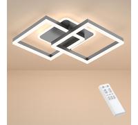 Plafonnier LED Salon Moderne Géométrique 40W Lampe de salon avec télécommande Variateur continu Plafonnier en métal pour chambre Gris