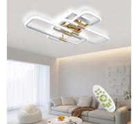 Plafonnier Led Salon, Plafonnier Led Dimmable Avec TéLéCommande, Lustre Salon Moderne,Plafonnier Led Rectangulaire, Led Plafond Luminaires IntéRieur Applicable Salon (Blanc, 80 * 60cm)
