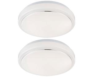 Plafonnier LED salon plafonnier plafonnier moderne, aluminium blanc, 1x LED 8W 550Lm blanc chaud, DxH 26x8 cm, lot de 2