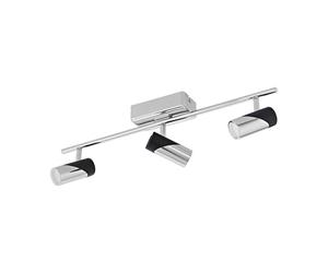 Plafonnier LED salon plafonnier salle à manger lampe chambre spot lumineux, acier chromé aluminium noir, 3 spots mobiles, 5W 1440Lm 3000K blanc chaud, L 57,5 cm