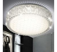 Plafonnier LED salon salle à manger effet cristal motif nid d'abeille blanc clair