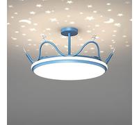 Plafonnier Led Semi-Encastré Moderne Avec Projecteur D'Étoiles Pour Chambre D'Enfant, Style Couronne Dorée, Idéal Pour Chambre de Garçon Ou de Fille. Disponible En Bleu Et Rose./Bleu