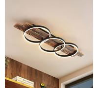 Lindby LED Plafonnier Sentoa à intensité variable (Moderne) en Marron Bois e. a. pour Salon & Salle manger (à 3 lampes,), Eclairage Lampe Luminaire Plafond Eclerage