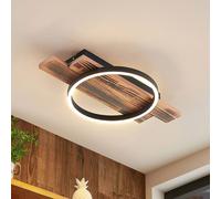 Lindby LED Plafonnier Sentoa à intensité variable (Moderne) en Marron Bois e. a. pour Salon & Salle manger (1 lampe,à), Eclairage Lampe Luminaire Plafond Eclerage