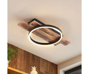 Plafonnier LED Sentoa Lindby, dimmable, bois clair, Salon / Salle à manger, Bois, Moderne, Plafonnier LED