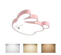 Plafonnier LED simple moderne chambre salon maternelle lampe lapin enfants chambre lampe chambre créatif dessin animé oeil lampe lumière blanc tricolore lampe dimmable,55 * 52.5cm/threecolorlight