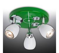 Plafonnier Led Soccer, À 3 Lampes blanc, vert, noir, chromé