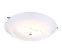 Plafonnier LED spot cristal salon lampe chrome rond verre blanc opale