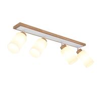 Plafonnier LED, spot, lampe de salon, orientable, bois et verre, L 81 cm