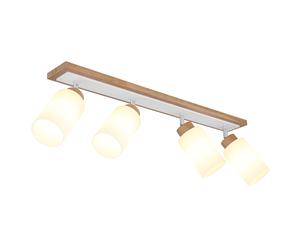 Plafonnier LED, spot, lampe de salon, orientable, bois et verre, L 81 cm