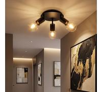 Plafonnier LED, spot, lampe de salon, spots orientables, noir, D 28 cm