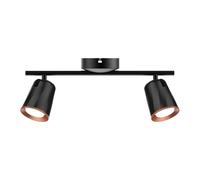 Plafonnier LED, spots orientables à 2 sources lumineuses, noir, L 40,5 cm
