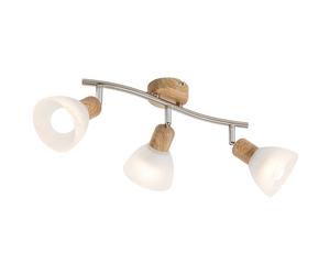 Plafonnier LED Spots réglables optique bois Verre optique albâtre L 40 cm