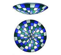 Plafonnier LED Style Tiffany 30,5/40,6/50,8 cm, Montage encastré Rond, Style Vintage, en Verre teinté, pour Salon, Chambre, Salle à Manger, Couloir, Cuisine - Luminaire E27