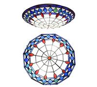 Plafonnier LED Style Tiffany en vitrail, 30,5/40,6/50,8 cm, Montage encastré, Style Vintage E27, pour Salon, Chambre, Cuisine, Salle à Manger, Couloir - DX08A-50CM