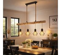 Plafonnier LED Suspension Noir Poutres en Bois Cage Couvrir Suspensions Rétro