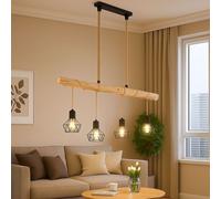 Plafonnier LED Suspension Noir Poutres en Bois Cage Couvrir Suspensions Rétro
