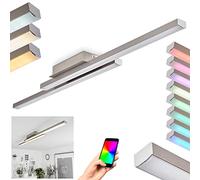 Plafonnier LED Tamizat, dimmable en nickel mat/blanc, 2x17 watts, 2300 lumens, 2700-6500 K, changement de couleur RGB, contrôlable via Smart App, compatible Smart Home, télécommande et Bluetooth