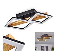 Plafonnier LED Tavon, plafonnier en métal/bois/plastique noir/naturel/blanc, luminaire avec poutre en bois véritable, 1150 lumens, 3000 K, 1 x LED 19 watts (incl.)
