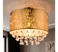 Plafonnier LED Tissu Feuille D'Or Kristalldeko Lampe de Chambre