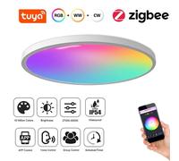 Plafonnier LED Tuya 24W Smart Zigbee dimmable RGBCW ultra-fin