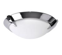 Plafonnier LED verre satiné plafonnier salle de bain salon chromé rond, métal, 12W 1200lm blanc chaud, DxH 27x8,3 cm