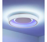 Plafonnier LED Wikani Lindby, dimmable, blanc, Salon / Salle à manger, Métal, Moderne, Plafonnier LED