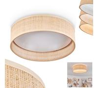 Plafonnier LED Wynona, plafonnier à intensité variable en rotin/plastique naturel/blanc, à intensité variable, LED 24 watts, 3000 K, 3100 lumens