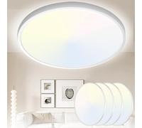 Plafonnier LED Yexati 36W 6000K/4000K/3000K, 3200LM IP54 Plafonnier ultra fin, lampe de salle de bain moderne plate et ronde, lampe de cuisine pour bureau, cuisine, cave Ø40CM