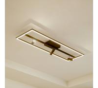 Plafonnier LED Yvor Lucande, noir, Salon / Salle à manger, Aluminium, Moderne, Plafonnier LED