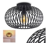 Plafonnier Lepa rond en métal noir - Abat-jour sphérique créant un jeu de lumière au plafond - Pour chambres à coucher - couloir - salle de séjour - ampoule(s) non incluse(s)