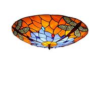 Plafonnier Libellule De Style Tiffany, Plafonnier Led Abat-Jour En Verre Teinté, Lustres De Décoration Vintage Lampe Suspension Pour Éclairage De Couloir De Cuisine De Salon De Chambre À Coucher,40cm