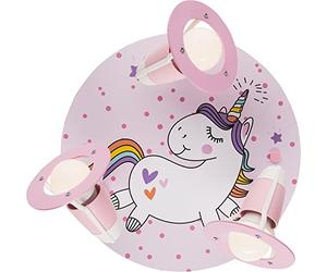 Plafonnier licorne pour chambre d'enfant, rose, 3 ampoules E14, pour chambre de fille, convient pour LED