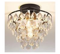 plafonnier Lightsd Crystal Lig Lig 9,8 Pouces Lig de Plafond de Montage Semi à Chasse d'eau avec décorat en Cristal pour Couloir, Chambre, Salle de Bain E26 Base Facile/Noir/a