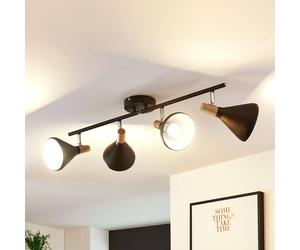 Plafonnier Lindby Arina, 68 cm, noir, à 4 lampes, E14 Arina Lindby, dimmable, noir, Chambre à coucher, Métal, Moderne, Spot