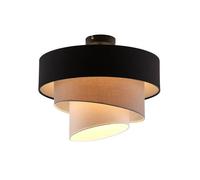 Plafonnier - Lindby - lampe de plafond - Tissu textile - noir gris