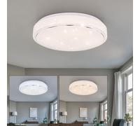 Plafonnier ciel étoilé chambre lampes plafonnier LED plafonnier chambre moderne, opale, 1x 24W 1800Lm blanc chaud-blanc froid, DxH 37,5 x 7,5 cm