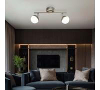 Plafonnier Lumière pour Salle à Manger 2 à Flammes Argent Réglable LED