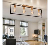 Plafonnier Lumière pour Salle à Manger 4 à Flammes Noir Lampe Bois Braun