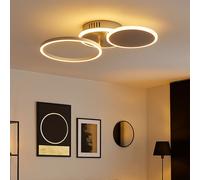 Plafonnier LED anneaux mobiles plafonnier argent lampe de salon, acier plastique, 25,5W 3300lm blanc chaud, LxlxH 50x33,4x8,2 cm