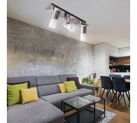 Plafonnier Suspension Lampe de Salon Couloir Chrome Réglable 3 à Flammes LED