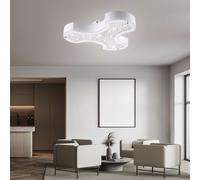 Plafonnier plafonnier salon lumière chambre lampe salle à manger lampe couloir lumière, métal cristaux de verre blanc, LED 12W 1020Lm 4000K blanc neutre, L 37 cm