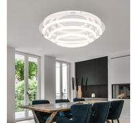 Plafonnier LED lampe de salon lampe de salle à manger plafonnier lampe de chambre lampe design, métal plastique blanc chrome, 54W 3240Lm 3000K blanc chaud, D 55 cm