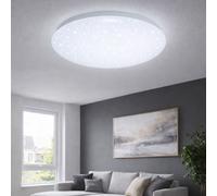 Plafonnier LED plafonnier lampe de salle à manger blanc avec effet étoile de forme ronde 33 cm, métal plastique, 24W 1860lm 6500K, H 10,2 cm