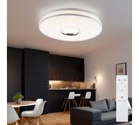 Plafonnier plafonnier lampe étoile en métal, chrome, IP20, télécommande, dimmable, couleurs fixables, 1x LED 60 watt 4800 lumens blanc chaud à la lumière du jour
