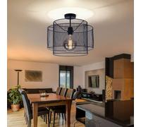 Plafonnier Lumière pour Salle à Manger Grille Noir Rond 1 à Flammes D 40 CM