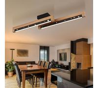 Plafonnier Lumière pour Salle à Manger LED Lampe Bois Sterneneffekt Braun Alu