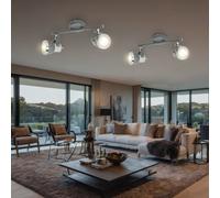 Spot de plafond plafonnier de salon gris avec spots orientables, métal gris pierre, 2x GU10, LxH 26 x 18,5 cm, lot de 2